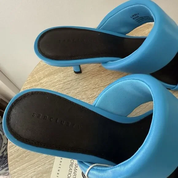 Sanctuary Women's Likely Square Toe Slip On Leather Sandal Size 8.5 M BLUE WIRE - Picture 15 of 16